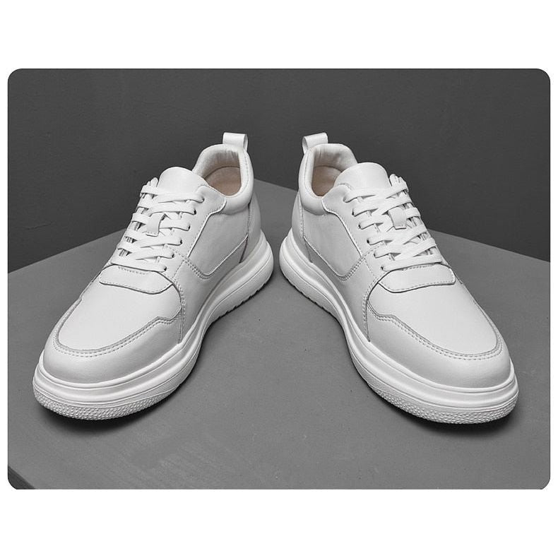 Men Sneakers Elevator Shoes Heightening Height Increase 7-8CM High Heels Shoes Genuine Leather Sport Shoes - Jointcorp