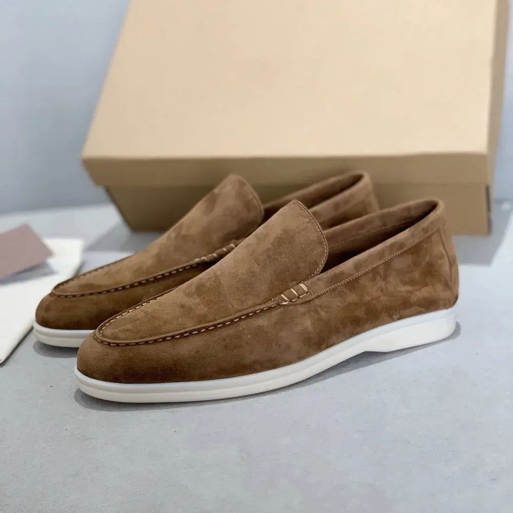 Leather flat bottom casual shoes for Men