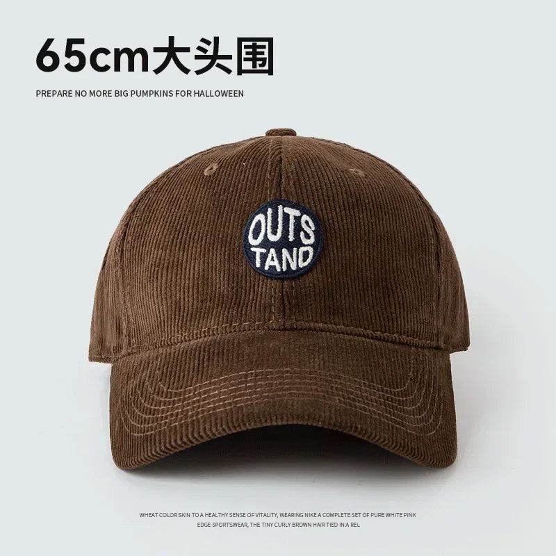 Big Head Baseball Caps for Men Corduroy Warmth Windproof Autumn Winter Embroidered Hat Women Snapback Cap Trucker Hat Gorras