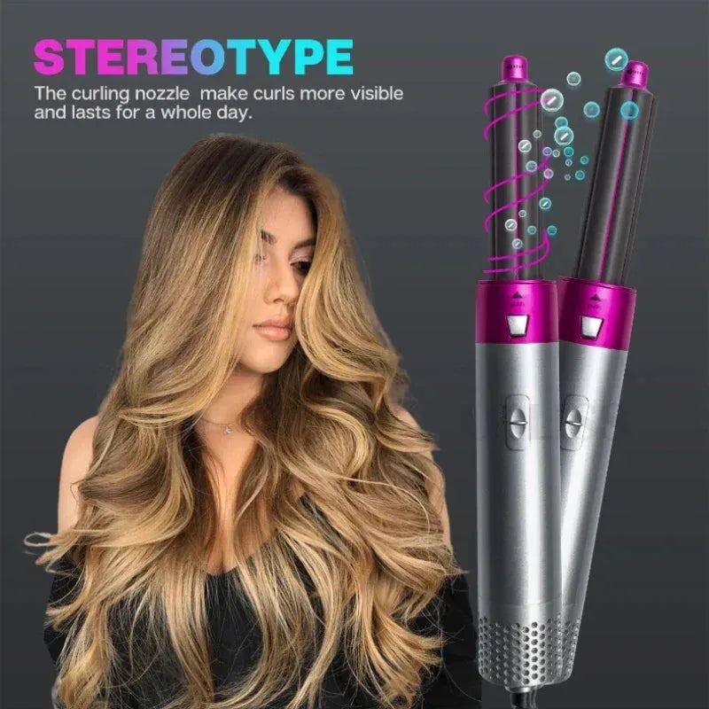 Hot Air Brush 5 in 1 Hair Dryer Brush Negative Ionic Detachable Hair Dryer  Styler Air Culer Wand Hair Straightener Brush Blow