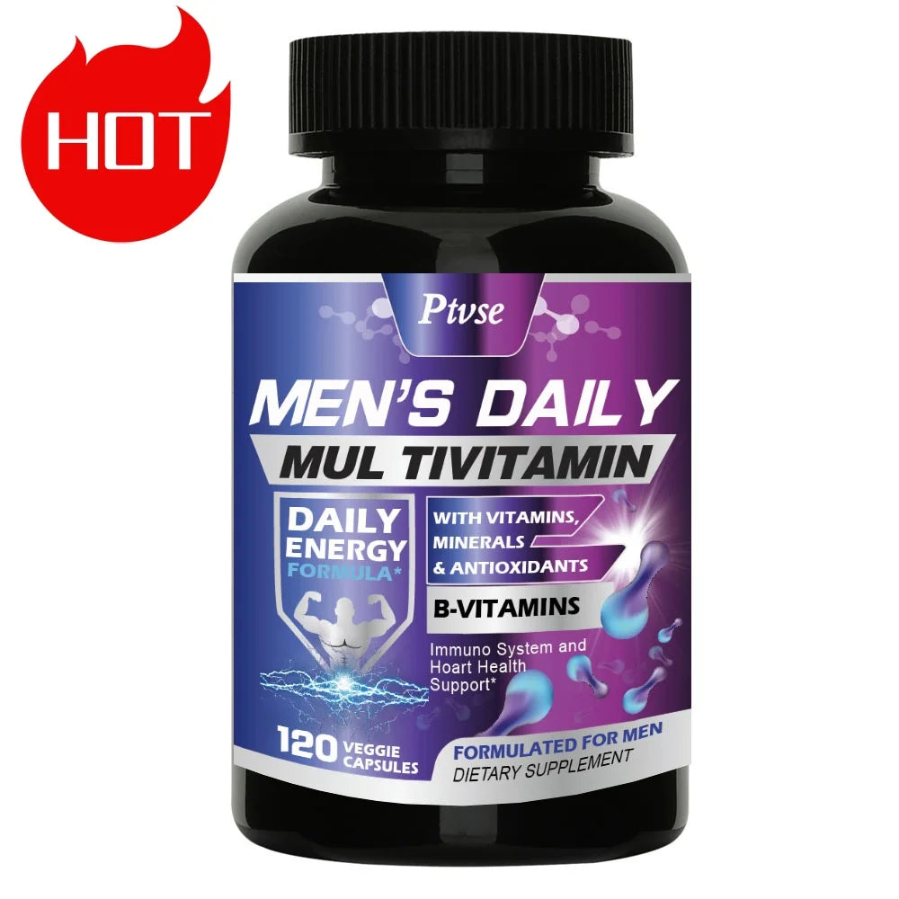 Multivitamin for Men Supplement, Immune System Health Support, with Vitamin A, B12, C & D, Daily Nutritional Support, Non-GMO