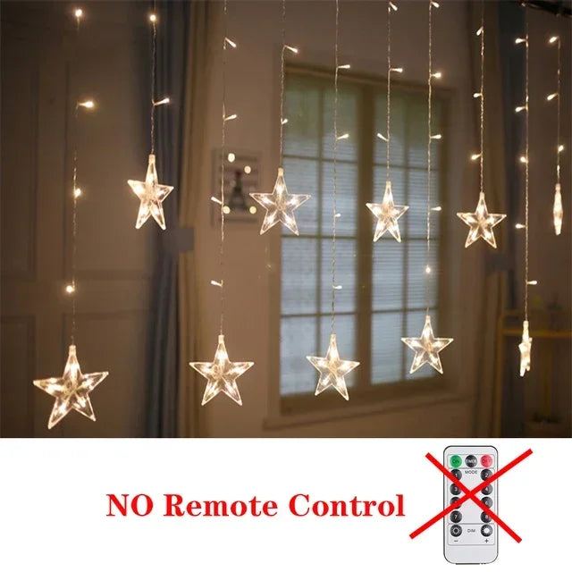 Star Moon Led Curtain Garland String Light EID Mubarak Ramadan Decoration for Christmas Home 2025 Islam Muslim E