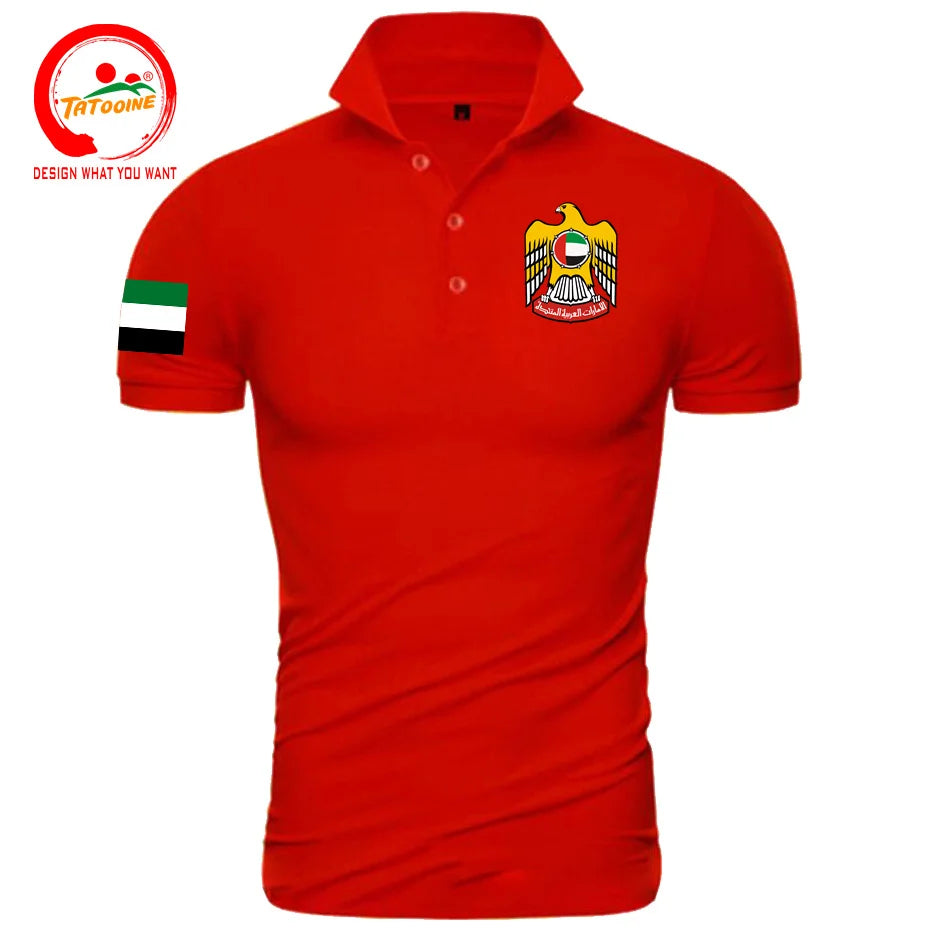 United Arab Emirates ARE UAE Emirati Polo Shirts Men Fashion 100% Cotton Polo Shirt Classic Country Flag Design Nation Team Tops