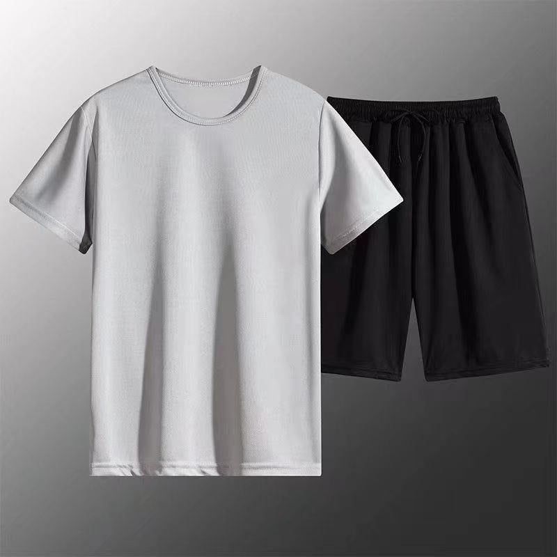 Short Sleeves T-shirt gym Training shorts Fitness Clothes Mens Ice Silk Quick Drying Sportswear Set - Jointcorp