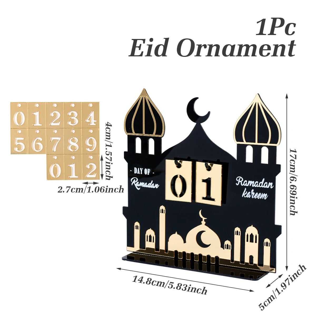 Acrylic Ramadan Countdown Calendar Ornaments Gifts Eid Mubarak Ramadan Decor For Home 2025 Kareem Islamic Muslim Party Supplies