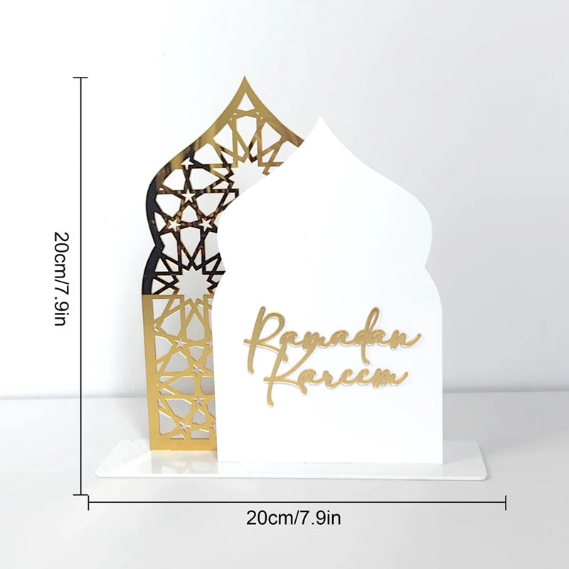 Ramadan Kareem Acrylic Ornaments Gold Moon Star Lantern Eid Mubarak Decorations for Home 2025 Islam Muslim Festival Party Gifts