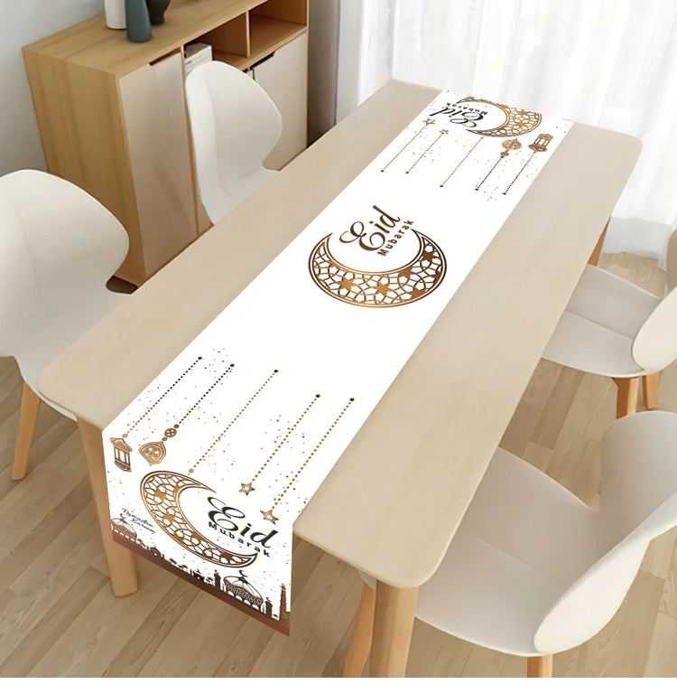 Ramadan Kareem Table Runner Eid Mubarak Decor 2025 for Home Ramadan Mubarak Islamic Muslim Party Eid Al-Fitr Gifts Ramadan Decor