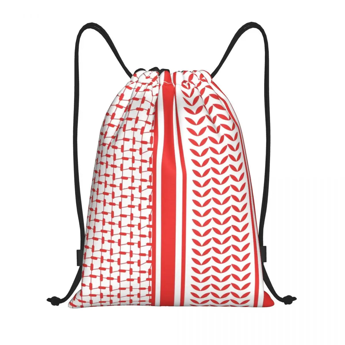 Custom Arabic Keffiyeh Traditional Pattern Drawstring Backpack Sports Gym Bag for Women Tatreez Embroidery Art Training Sackpack