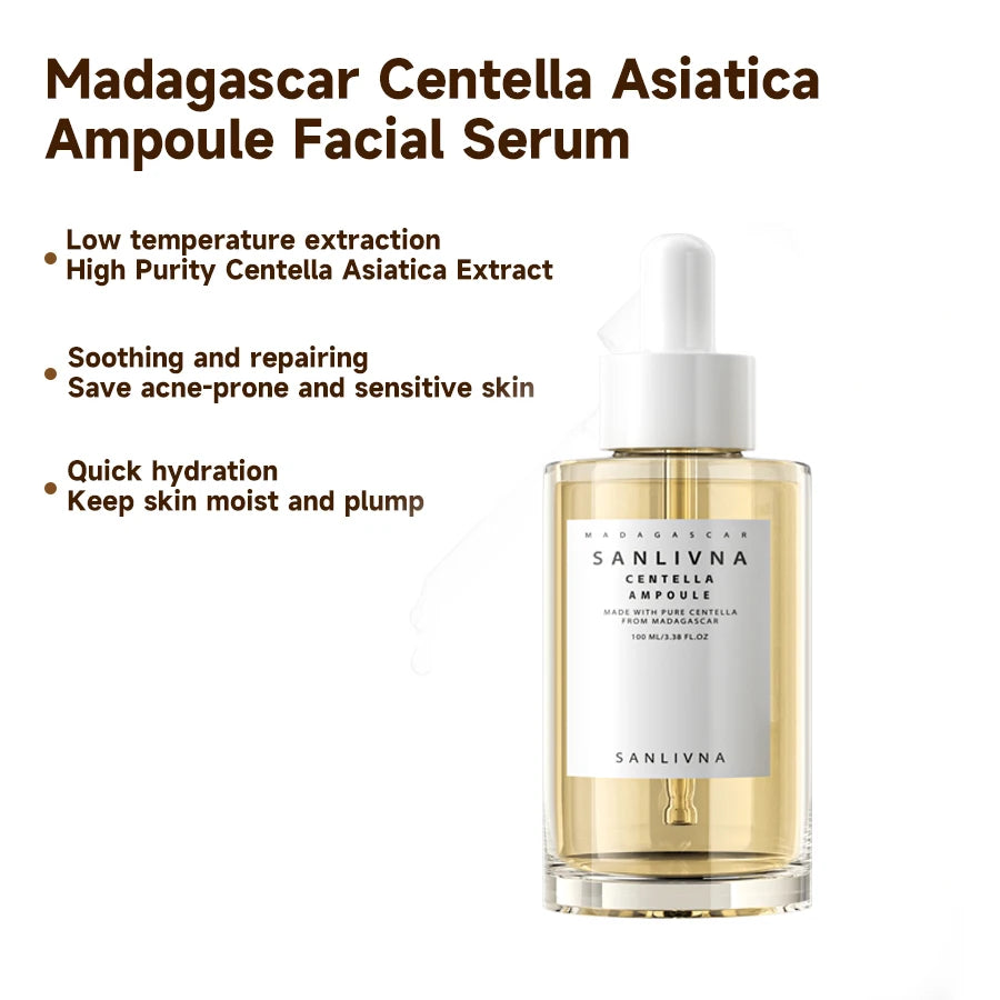 Madagascar Centella Asiatica Ampoule Facial Serum , Prone and Sensitive Skin  Moisturizing Skin Firming Korean Glass Skin car