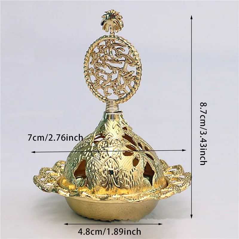 2024 Muslim Eid Mubarak Star Moon Mini Portable Golden Incense Tower Ornaments Ramadan Decor for Home Ramadan Kareem Party Decor