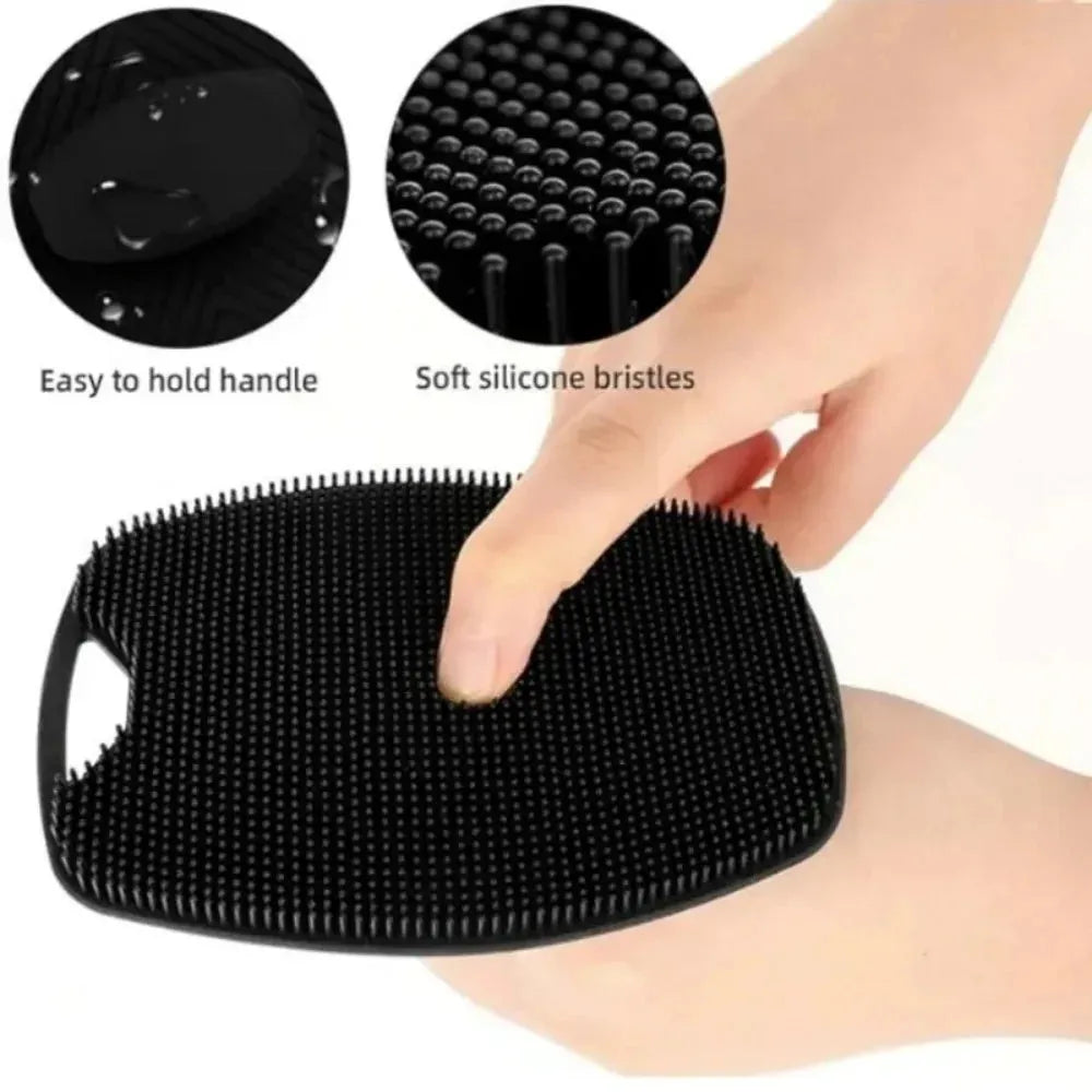 1pc Soft Silicone Exfoliating Brush Cleanser Manual Body Cleansing Scrubber Shower Gentle Massage Bath Brush For Men