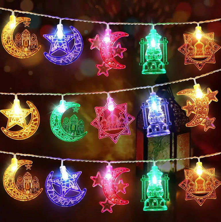 Ramadan Decorations 2024 Led String Lights Moon Star Light EID Mubarak Gift Islamic Muslim Ramadan Kareem Decoration For Home