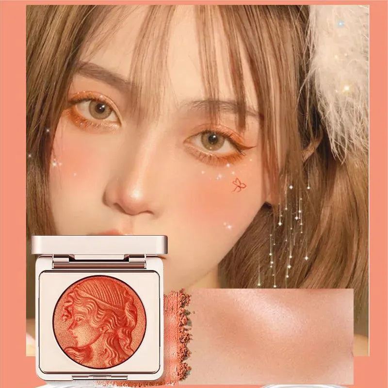 Shiny Fairy Embossed Monochrome Blush Natural Nude Beauty Makeup Blush Mineral Rouge All-in-one Blush Powder 3g