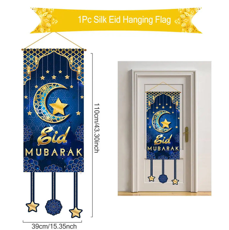 Eid Mubarak Decoration 2025 Hanging Flag Ramadan For Home Door Islamic Muslim Party Decor Ramadan Kareem Banner Eid Al-Fitr Gift