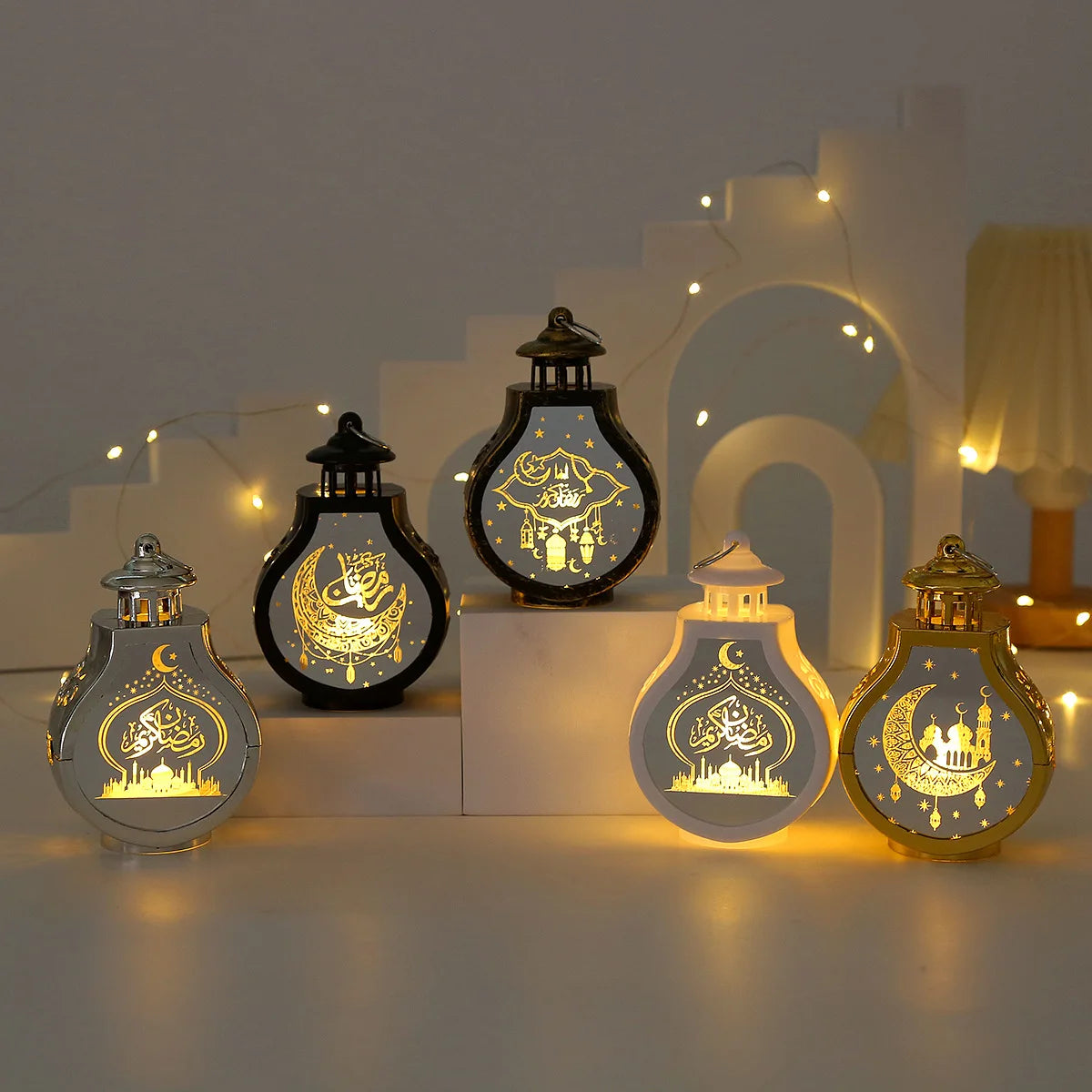 Ramadan Decor Lantern Night Light Eid Mubarak Decor for Islamic Muslim Festival Ramadan Decor Electronic Candle