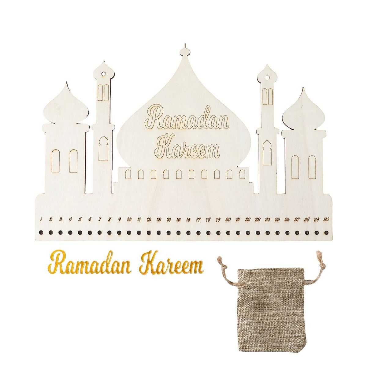 Ramadan Calendar Ornament With Bags Ramadan Kareem Decoration for Home 2025 Eid Mubarak Islamic Muslim Party Supplies Wall Decor