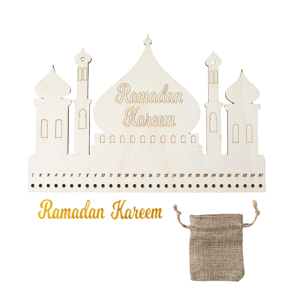 Ramadan Calendar Ornament With Bags Ramadan Kareem Decoration for Home 2025 Eid Mubarak Islamic Muslim Party Supplies Wall Decor