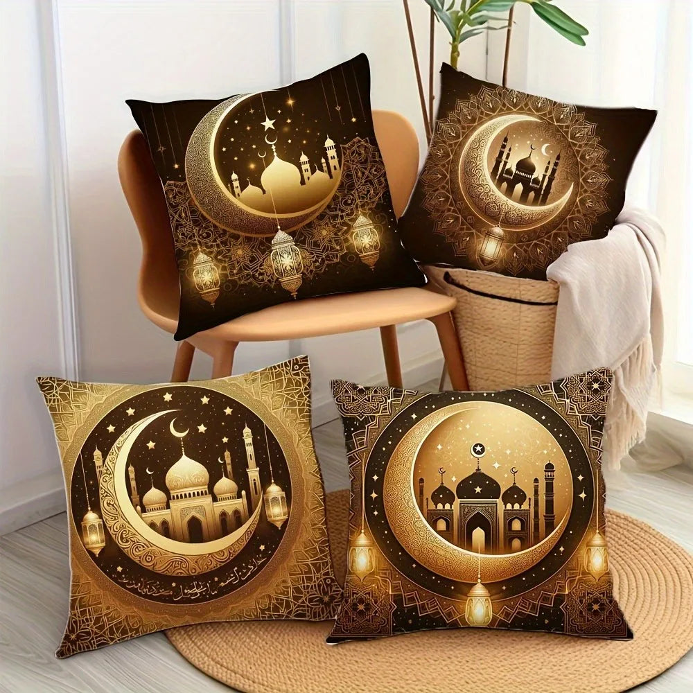 Light Luxury Ramadan Printed Pillowcase Nordic Home Decor Pillowcase Holiday Bedroom Living Room Decor Polyester Cushion Cover