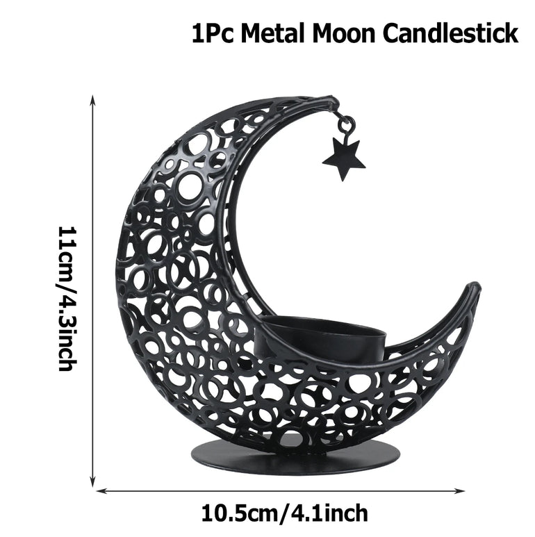 Ramadan Decor Moon Candlestick EID Mubarak Decor 2025 Home Candle Holder Ramadan Kareem Islamic Muslim Party Eid Al Adha Gifts