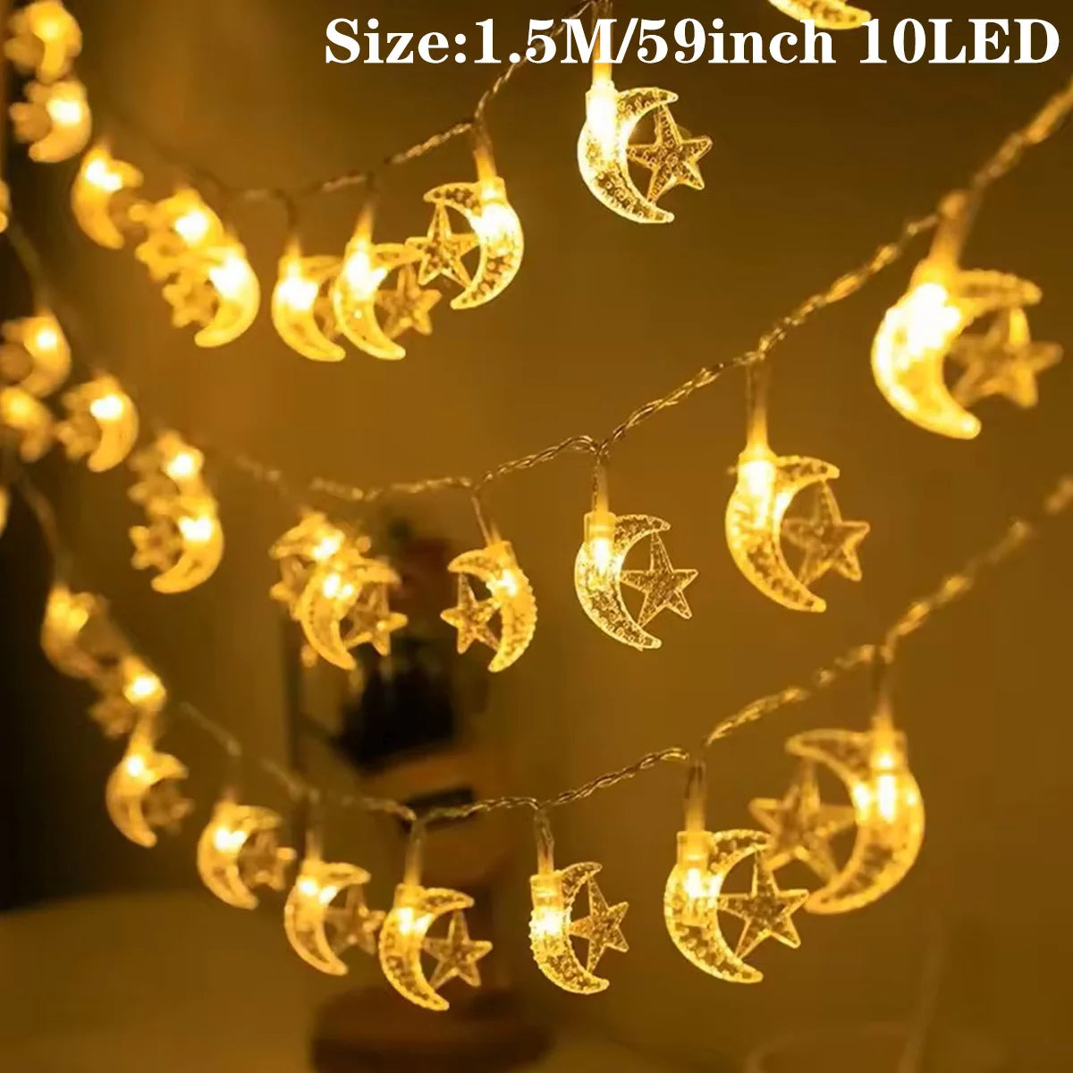 EID Mubarak LED String Lights Ramadan Decoration For Home Islamic Muslim Party Decor 2025 Ramadan Kareem Eid Al Adha Gifts