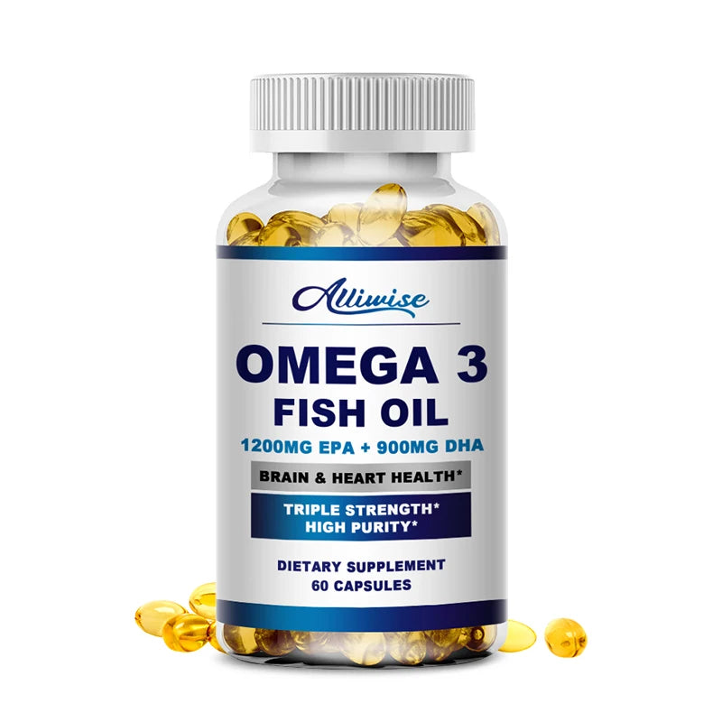 Alliwise Omega 3 Fish Oil Capsules Support Immune System Brain & Skin Health Eyes & Heart Health Daily dietary supplements