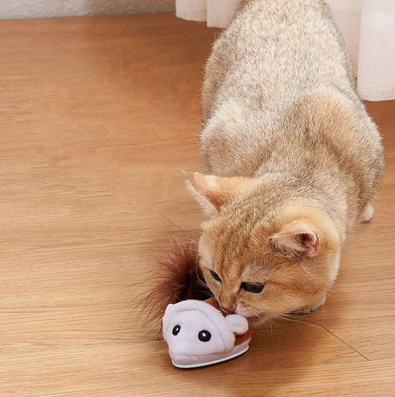 Smart Cat Toy Interactive Running Mouse Cat Teaser Feather Toys Electric Random Moving Simulation Mice Kitten Squeak Plush Toys - Jointcorp