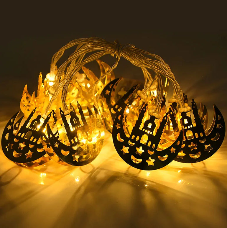 Ramadan Decoration Plastic Lantern Led String Lights Ramadan Kareem Decor Eid Mubarak Gift Al-Fitr Eid Festival Party Supplies