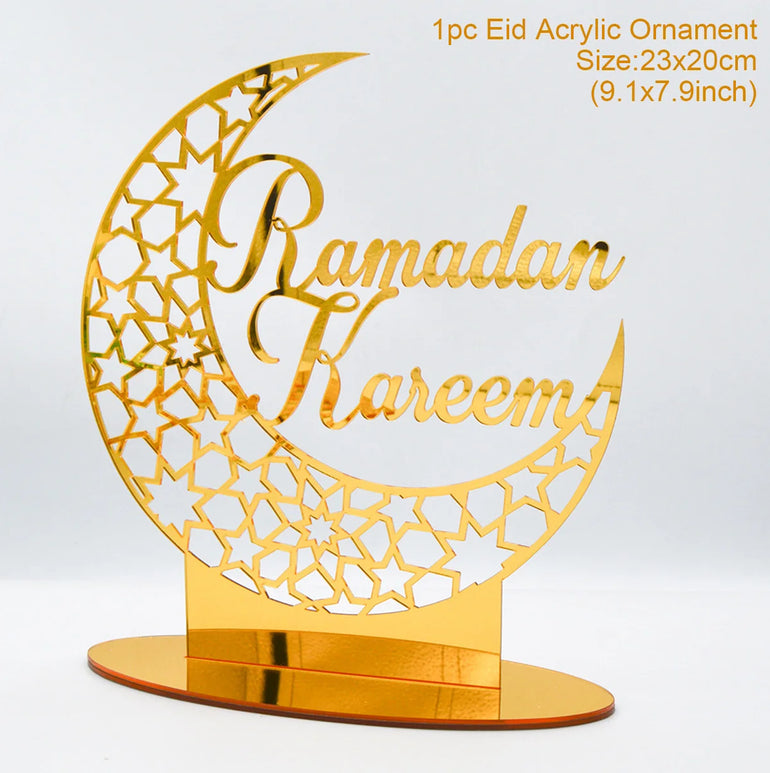 Ramadan Mubarak Acrylic Ornament 2025 Eid Mubarak Ramadan Kareem Decoration for Home Islamic Muslim Party Decor Eid Al Adha Gift