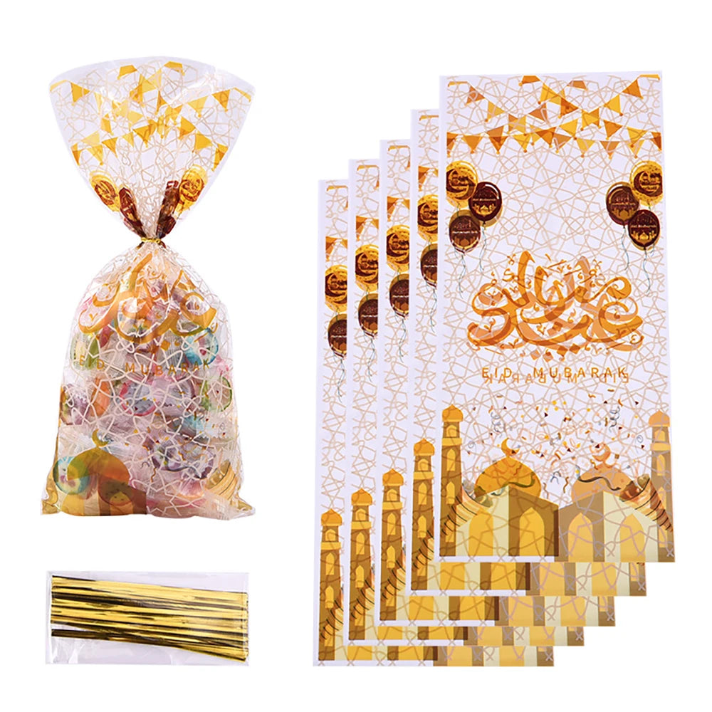 50/100pcs Ramadan Goodie Bags,Eid Mubarak Sweets Bags,Eid Gifts For Islamic Muslim,Eid Al-Fitr Candy Bags Ramadan Kareem Decor