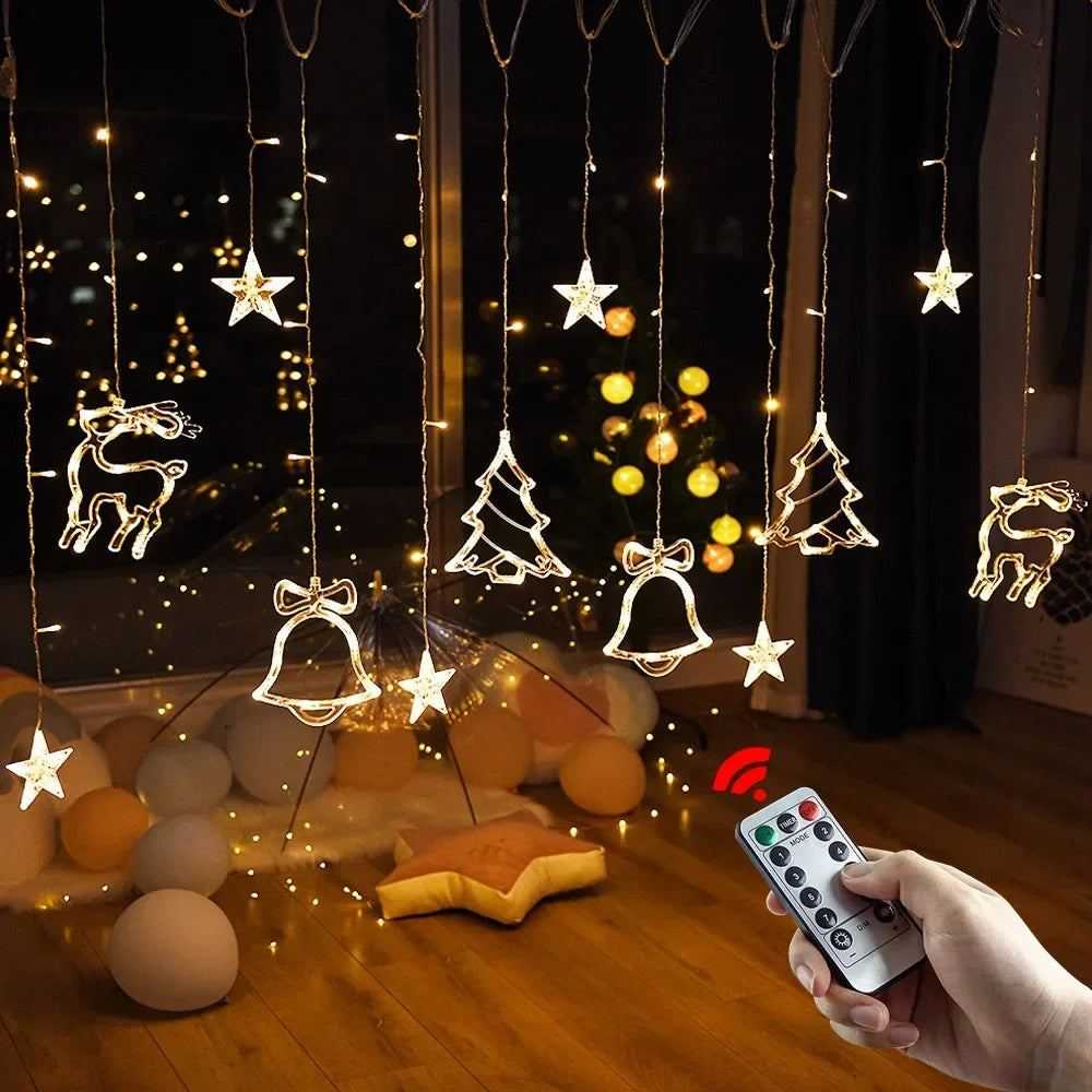 Star Moon Led Curtain Garland String Light EID Mubarak Ramadan Decoration for Christmas Home 2025 Islam Muslim E