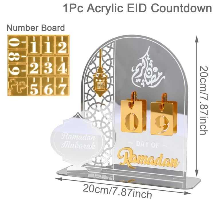 Ramadan Countdown Calendar Acrylic Eid Mubarak Ornament Kareem Ramadan Decoration 2025 For Home Islamic Muslim Party Decor Gifts