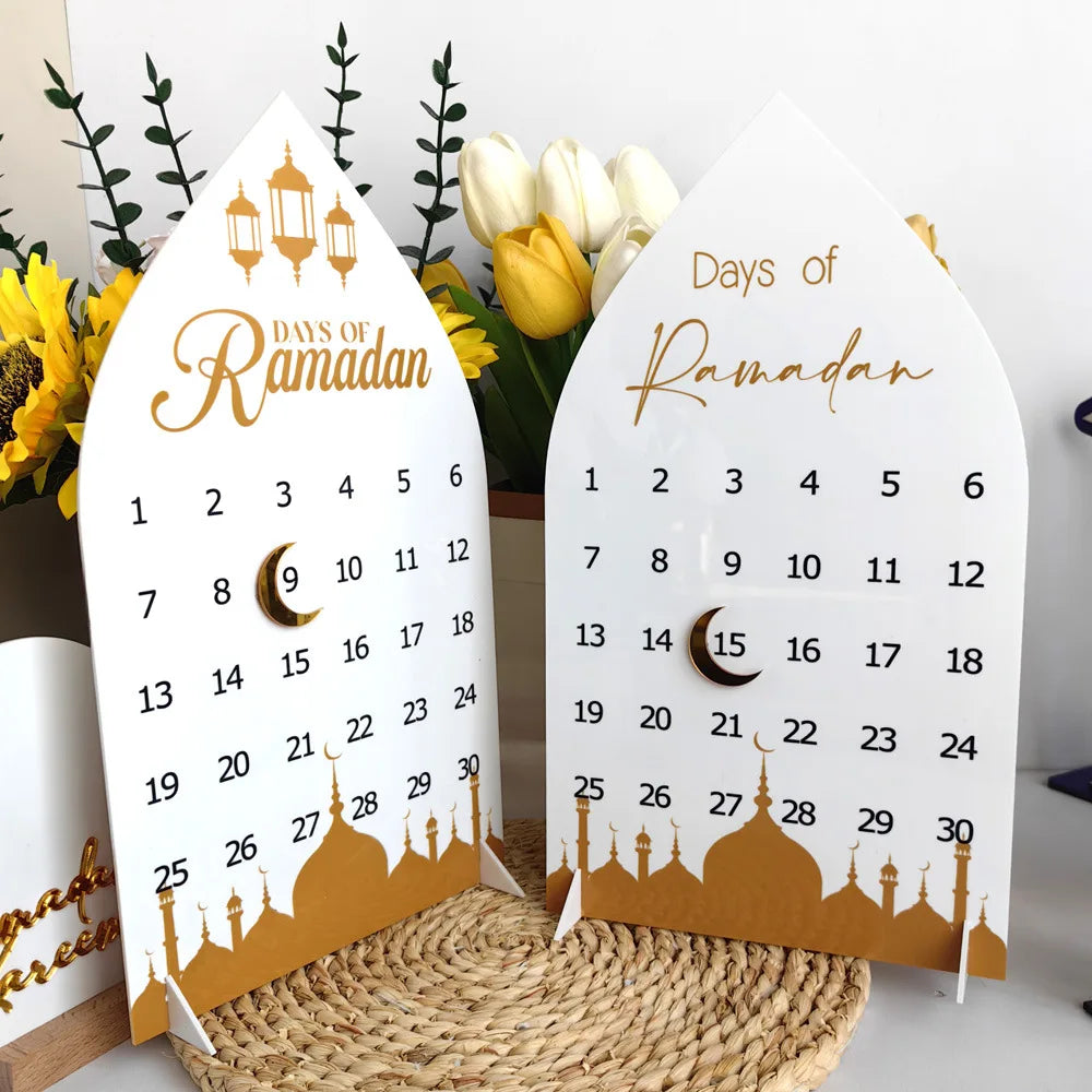 Acrylic Ramadan Countdown Calendar Gifts Day of Ramadan Calendar with Replacing Number 2025 Eid Mubarak Home Decoration Ornament