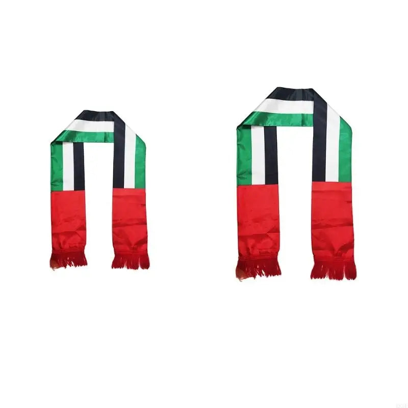 HX6F Double Sided UAE Flags Scarf All Age Long Scarf with Digital Print Party Decors