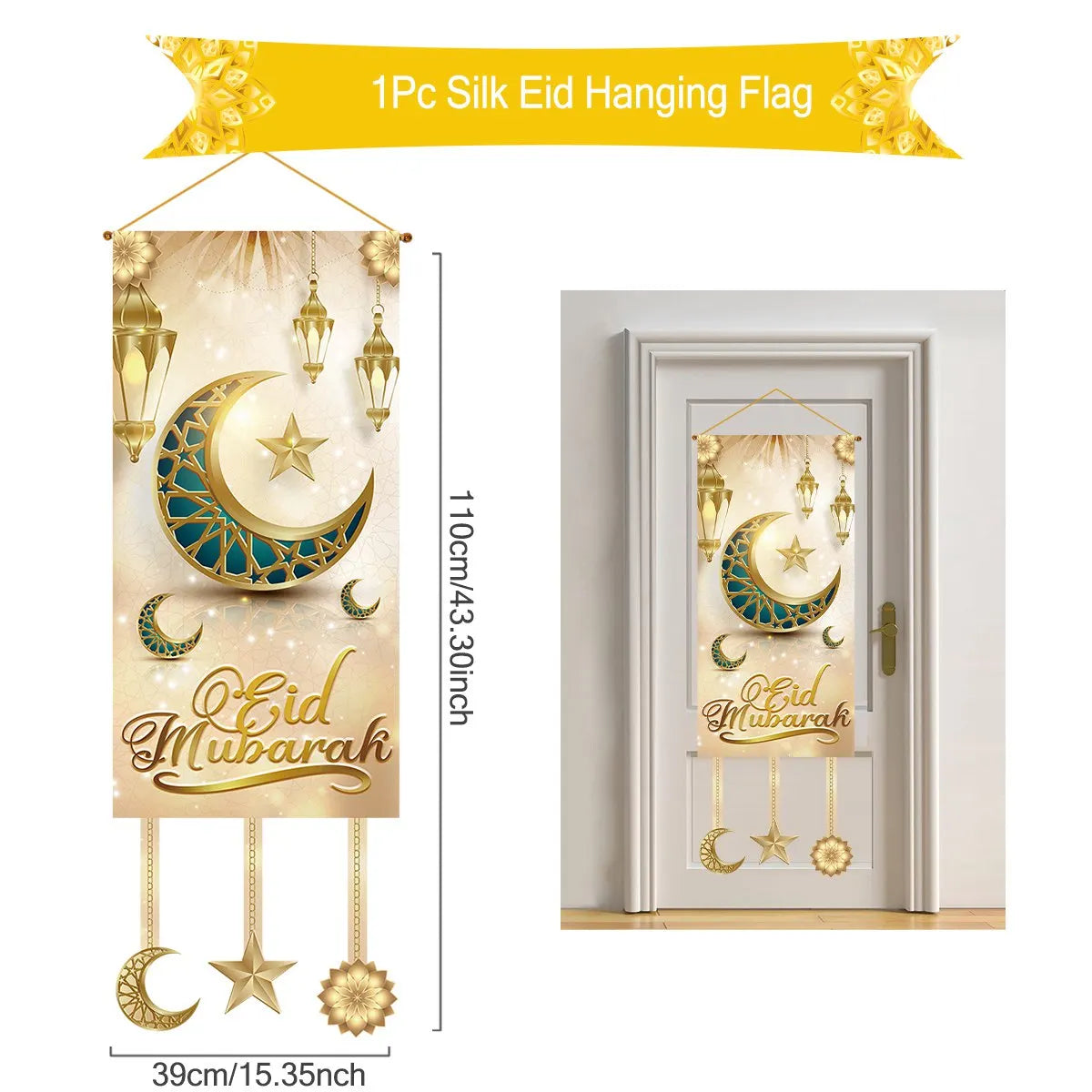 Eid Mubarak Decoration 2025 Hanging Flag Ramadan For Home Door Islamic Muslim Party Decor Ramadan Kareem Banner Eid Al-Fitr Gift