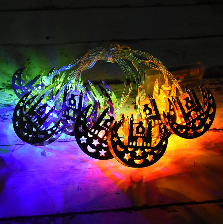 Ramadan Decoration Plastic Lantern Led String Lights Ramadan Kareem Decor Eid Mubarak Gift Al-Fitr Eid Festival Party Supplies