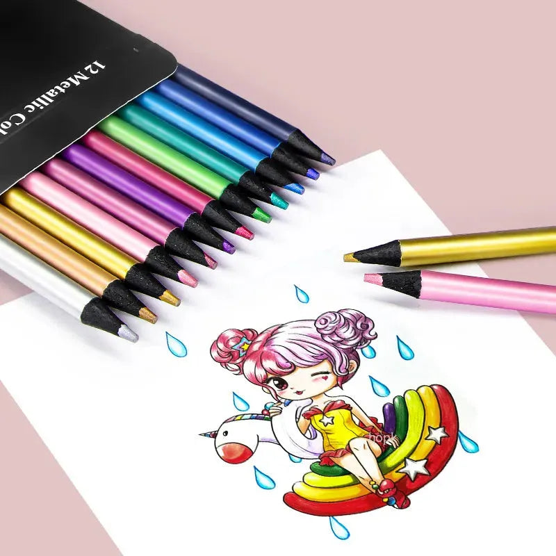 Metallic Colored Pencils Drawing Sketching Set