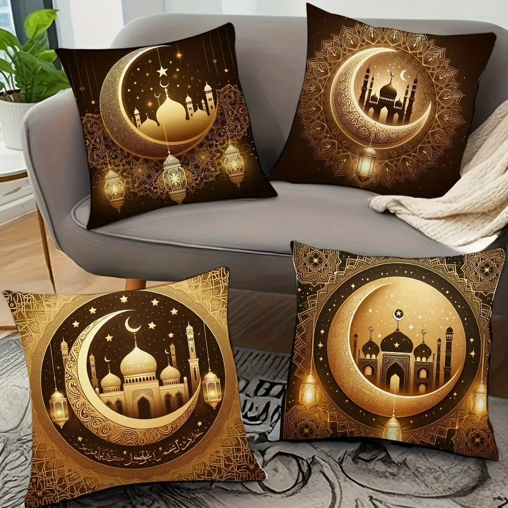 Light Luxury Ramadan Printed Pillowcase Nordic Home Decor Pillowcase Holiday Bedroom Living Room Decor Polyester Cushion Cover