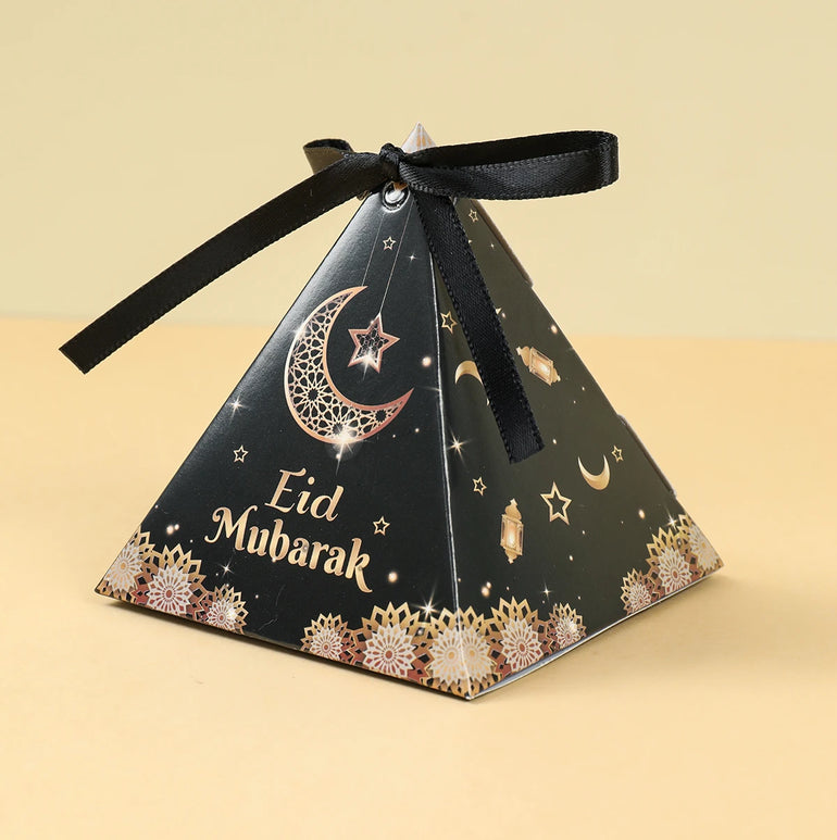 EID Mubarak Decor Triangle Candy Boxes Ramadan Decor 2025 Gift Box Ramadan Kareem Islamic Muslim Party Eid Al Adha Gifts