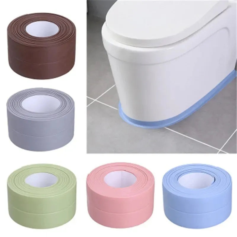 1pc Bathroom Waterproof Wall Stickers Sealing Tapes PVC Adhesive Sealing Strips Sink Edge Tape Kitchen Bathroom Accessories