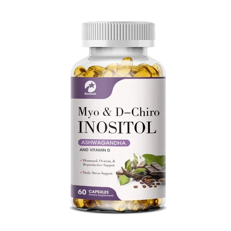 Myo-Inositol & D-Chiro Inositol Capsules 120 Vegan Capsules, Ideal Dosage for 40:1 Ratio Ovarian Health Balance Hormone