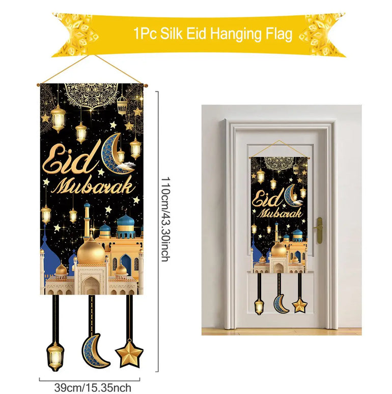 Eid Mubarak Decoration 2025 Hanging Flag Ramadan For Home Door Islamic Muslim Party Decor Ramadan Kareem Banner Eid Al-Fitr Gift