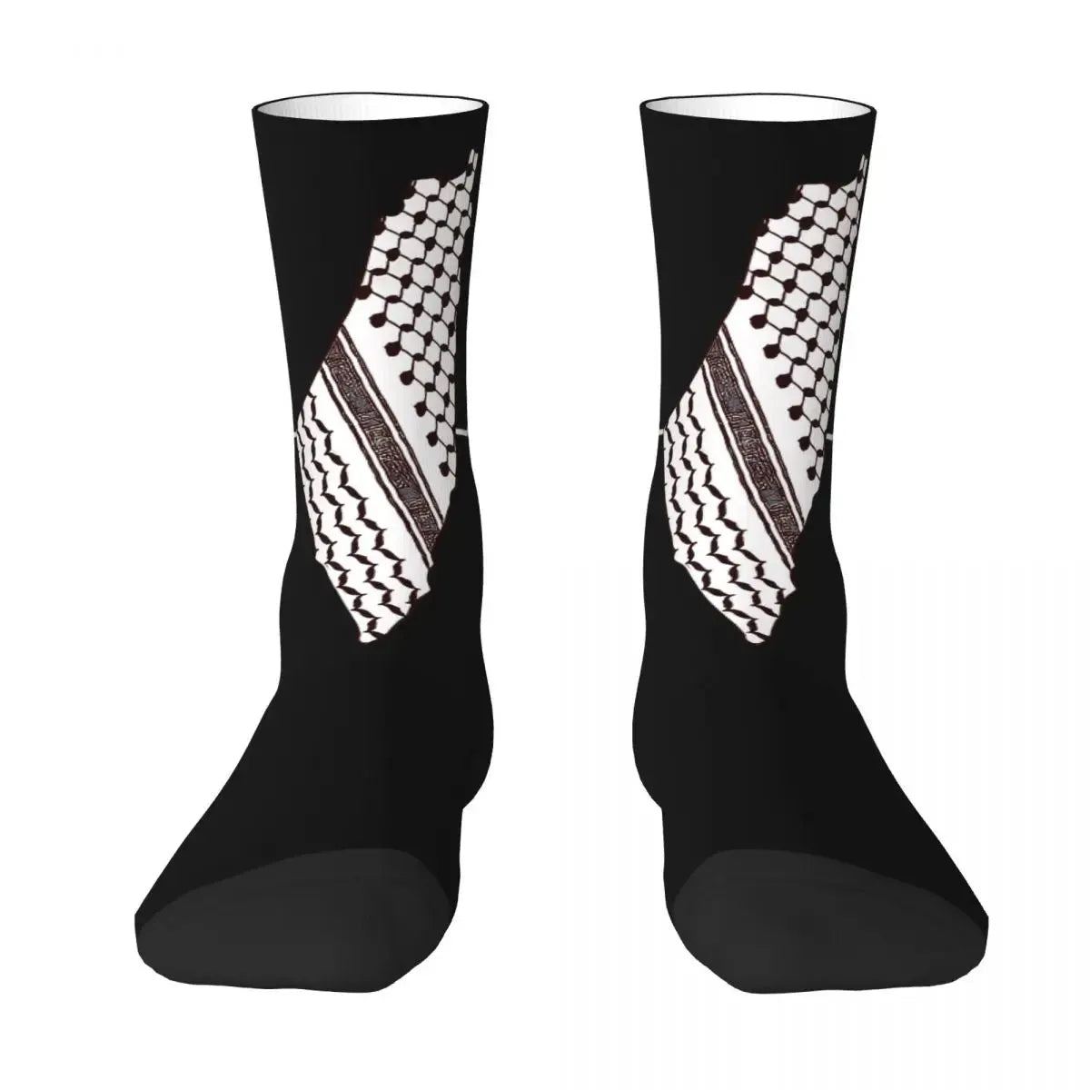 Keffiyeh Palestine Map Socks Hiking 3D Print Boy Girls Mid-calf Sock