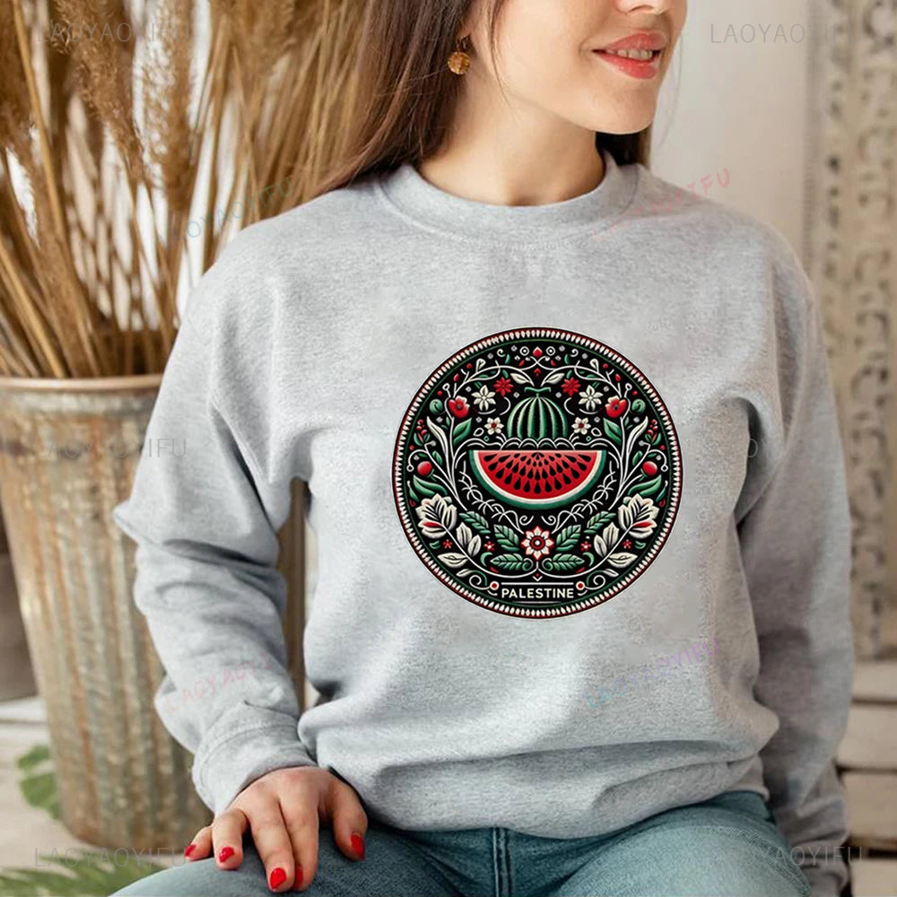 Vintage style Watermelon Graphic Sweatshirt Funny Fruit Shirt Human Rights Sweater Protest Tee Unisex Long Sleeves Sweatshirts