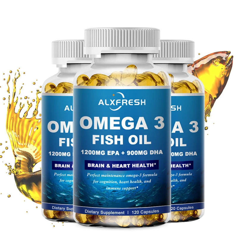 Alxfresh Omega 3 Fish Oil –3600mg High EPA 1300mg DHA 900mg–120/60 Capsule Dietery Supplement Health Support Non-GMO Gluten Free