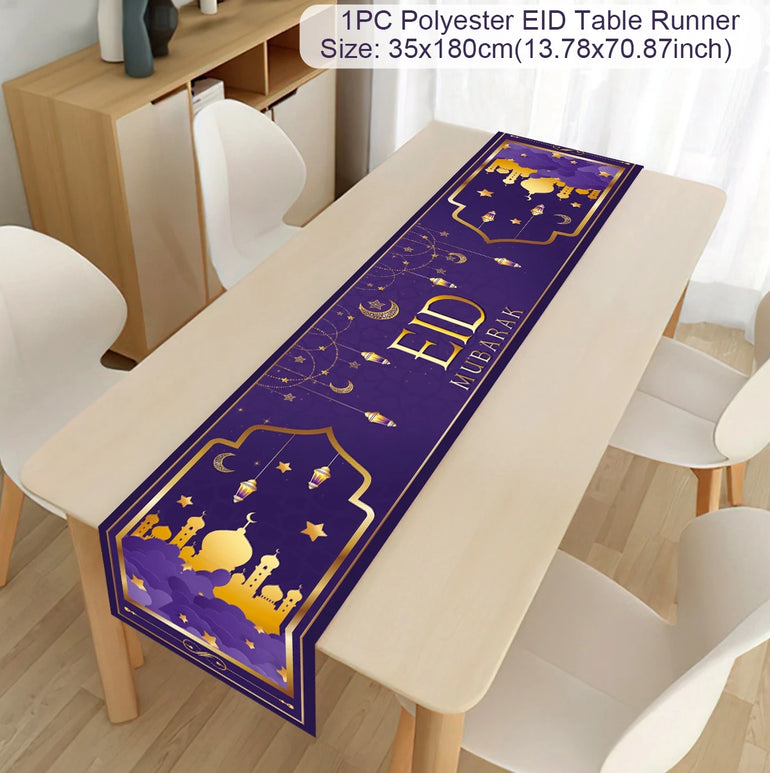 Ramadan Decoration Table Runner EID Mubarak Decor 2024 For Home Tablecloth Ramadan Kareem Islamic Muslim Party Eid Al-Fitr Gifts