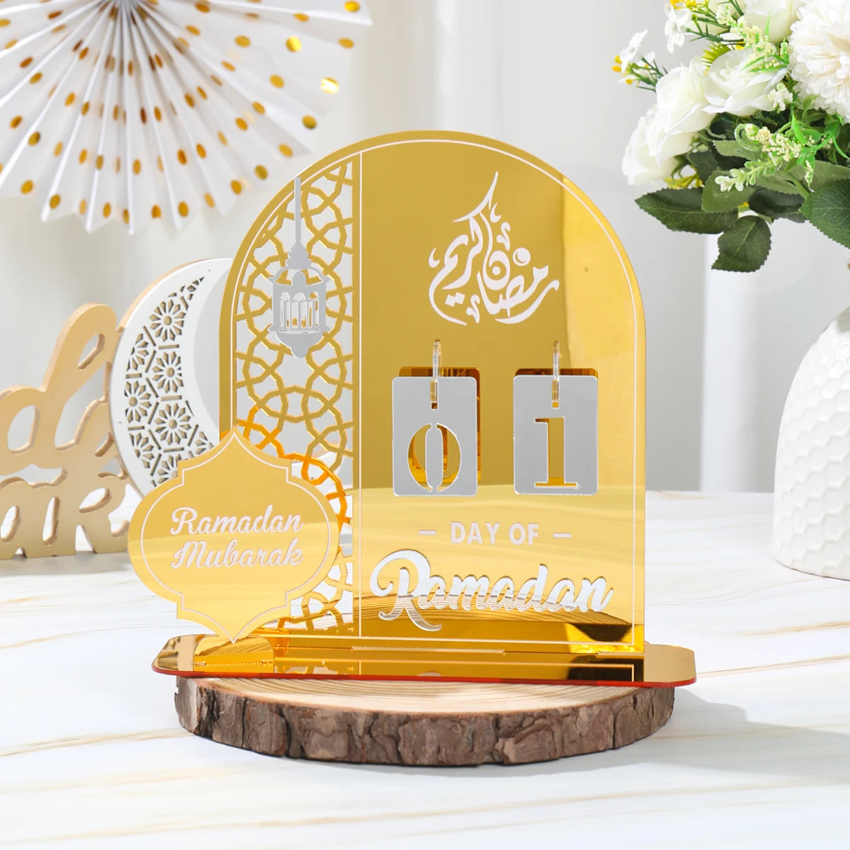 Ramadan Countdown Calendar Acrylic Eid Mubarak Ornament Kareem Ramadan Decoration 2025 For Home Islamic Muslim Party Decor Gifts