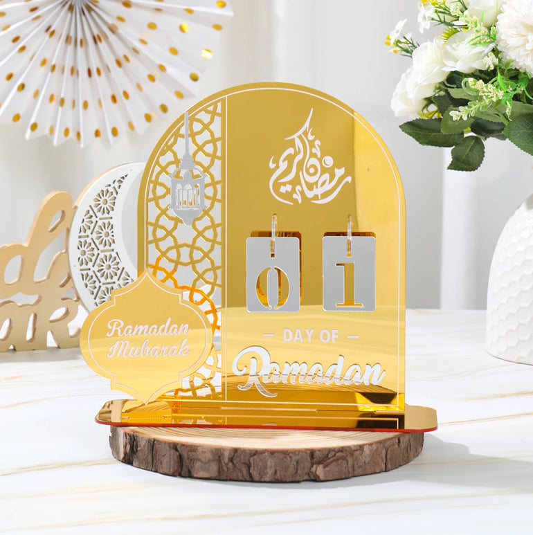 Ramadan Countdown Calendar Acrylic Eid Mubarak Ornament Kareem Ramadan Decoration 2025 For Home Islamic Muslim Party Decor Gifts