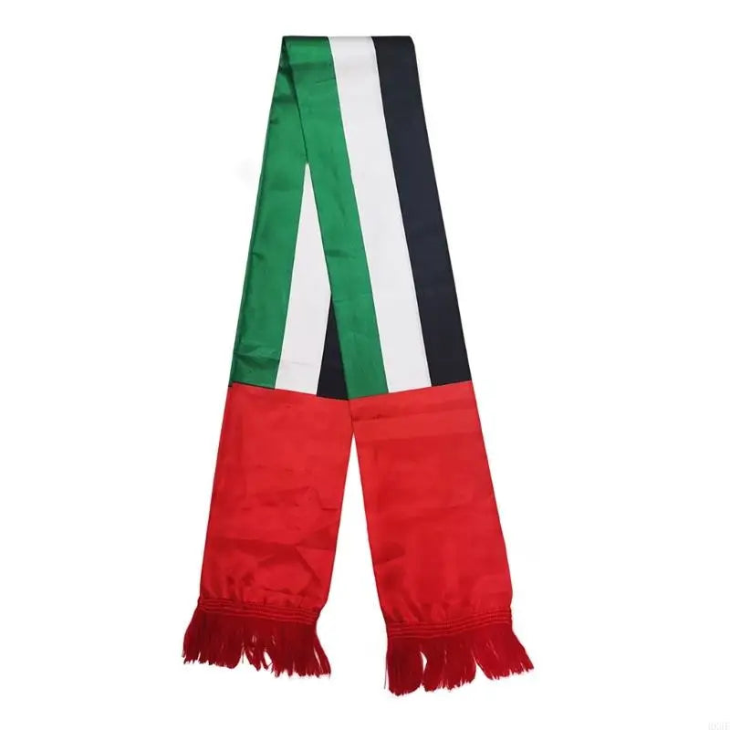 HX6F Double Sided UAE Flags Scarf All Age Long Scarf with Digital Print Party Decors