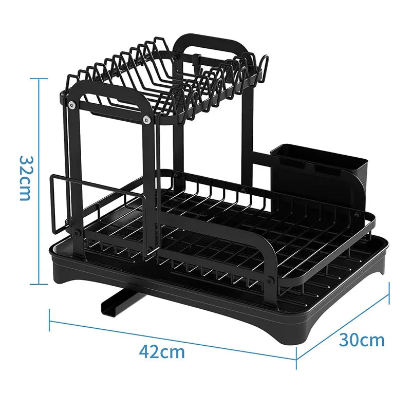 New 360° rotating storage rack double-layer kitchen tableware drying rack with drain tableware storage rack for tableware