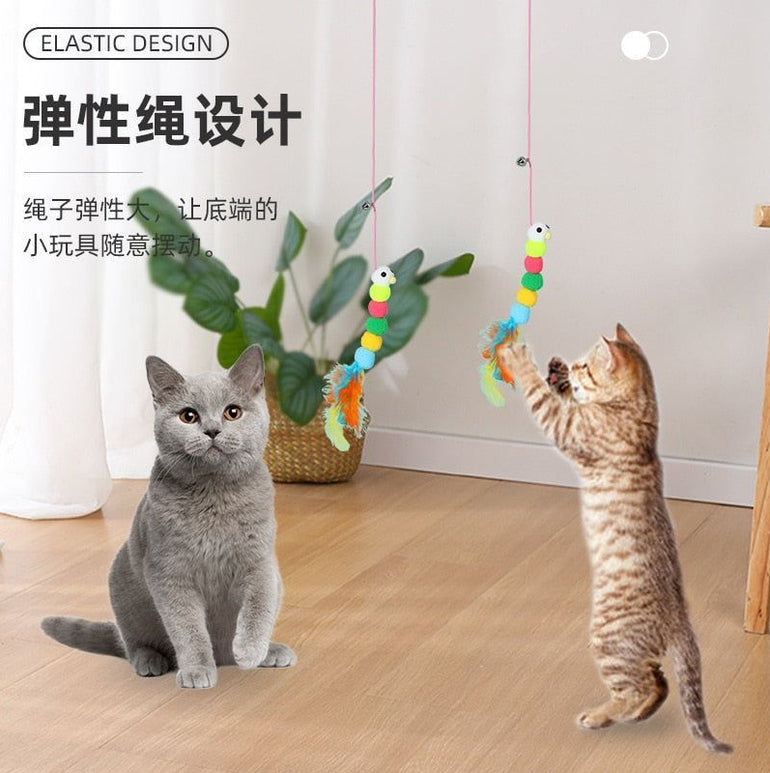 Cat Toy Swing Sticky Disc Elastic Hanging Door Teasing Cat Rope Long Rope Teasing Cat Cat Toy Cat Accessories Pet Kitten Toy - Jointcorp